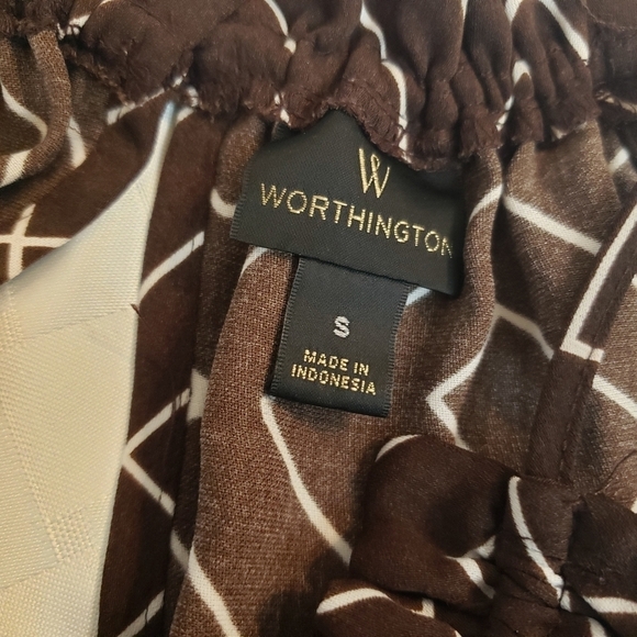 Worthington Geomatic Print  Dressy Palazzo LG Brown  Women's Jumpsuit Size S - Picture 6 of 6